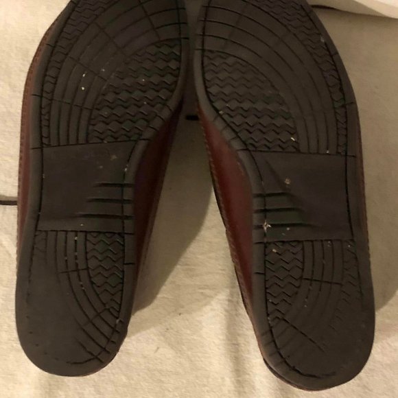 Size 8 Men's Minnetonka Moccasin Double Essential Hard Sole Brown Leather Shoes - Picture 6 of 10